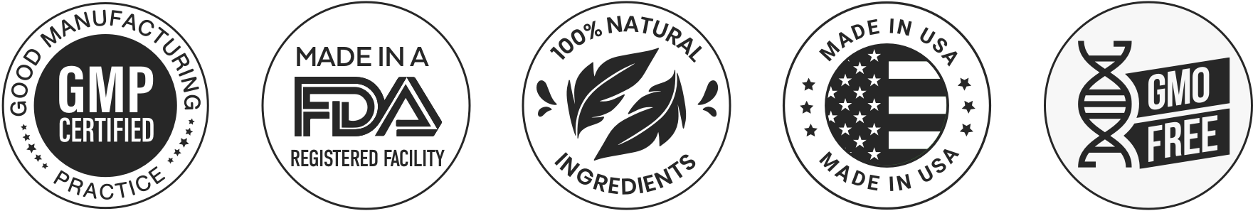 Certifications – FDA Registered, GMP Certified, Non-GMO